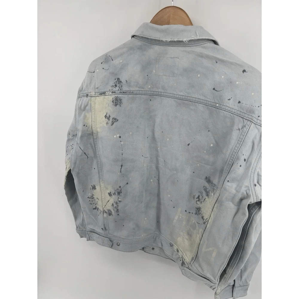 NWT Hudson Denim Trucker Jacket Sz S Streetwear Paint Splatter MSRP $395